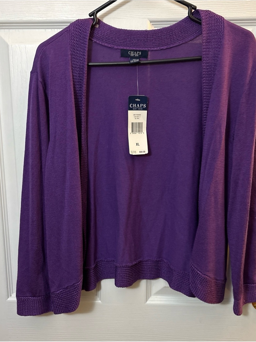 Chaps Purple Open Front Lightweight Cardigan